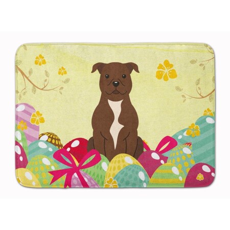 Carolines Treasures Easter Eggs Staffordshire Bull Terrier Chocolate Machine Washable Memory Foam Mat BB6048RUG